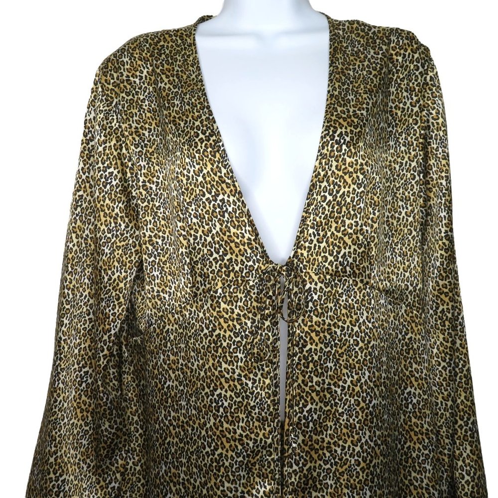 Vintage Inner Most Full Length Dressing Gown Robe M Animal Print Open Front Tie